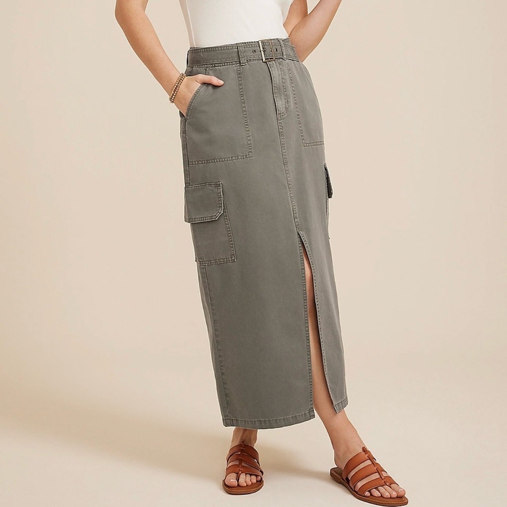 Maurices Belted High Rise Utility Maxi Skirt Size 0 NWT